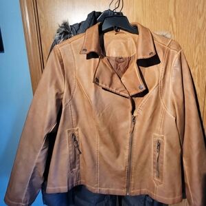 Max Studio Light Brown Leather Jacket